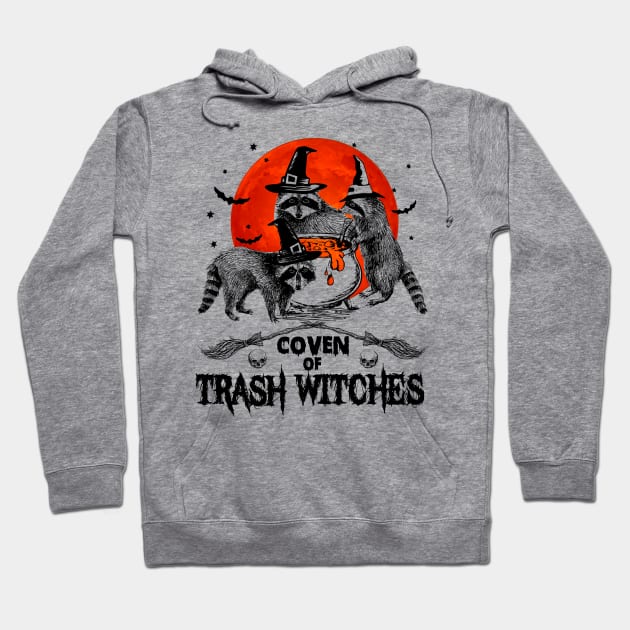 Coven Of Trash Witch Racoon Halloween Hoodie by Margaretsantana